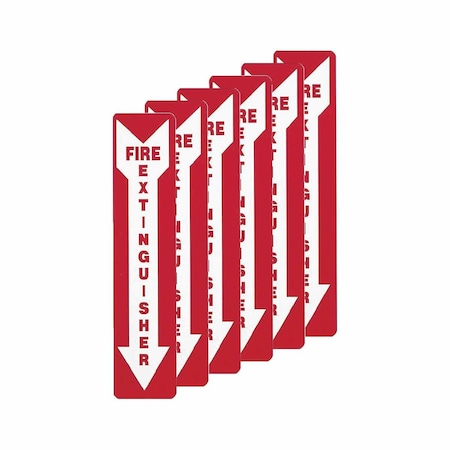 Brady Fire Extinguisher Sign, 18x4, Red/Wht, PK6 51555